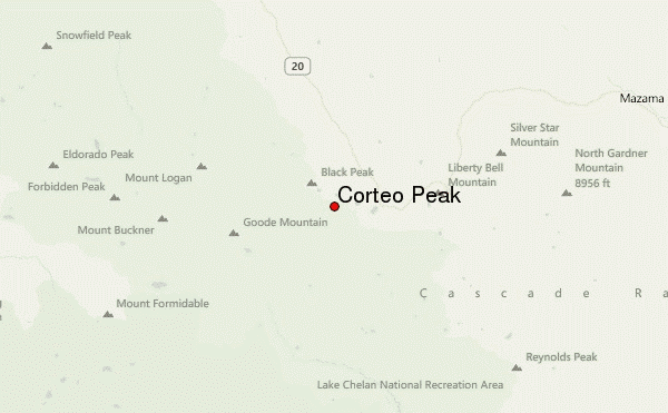 Corteo Peak Location Map