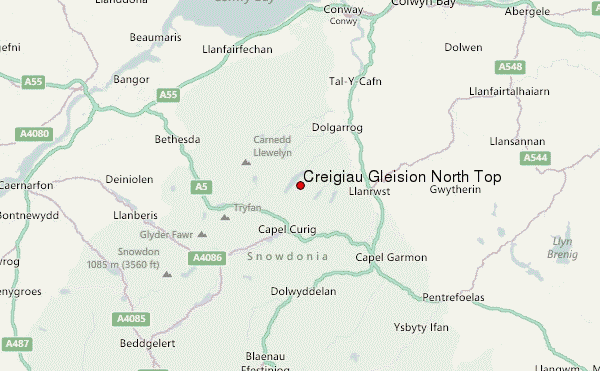 Creigiau Gleision North Top Location Map