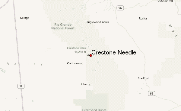 Crestone Needle Location Map