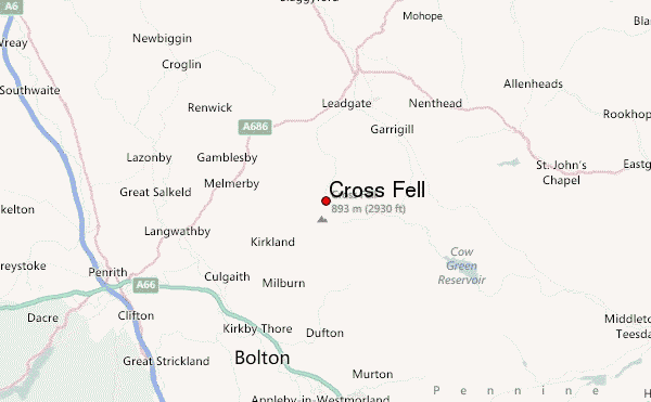 Cross Fell Location Map