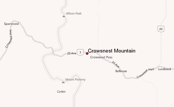 Crowsnest Mountain Location Map