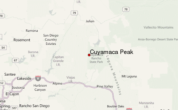Cuyamaca Peak Location Map