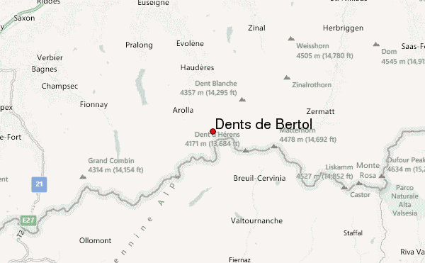 Dents de Bertol Location Map