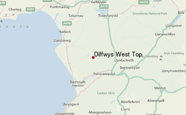 Diffwys West Top Location Map