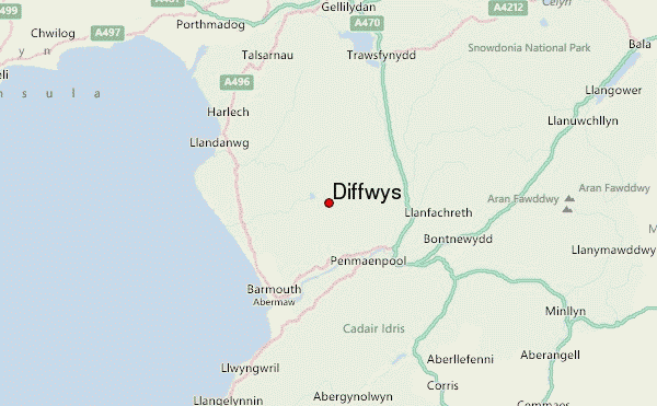 Diffwys Location Map