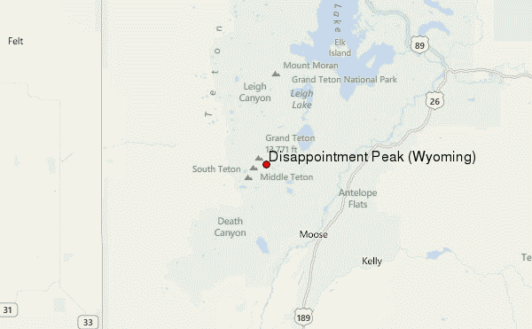 Disappointment Peak (Wyoming) Location Map