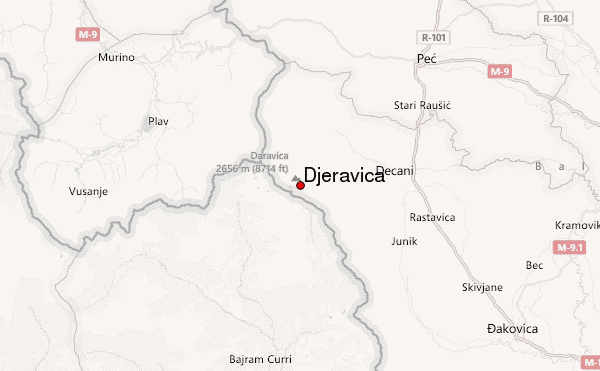 Djeravica Location Map