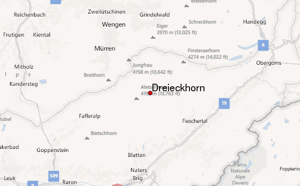 Dreieckhorn Location Map
