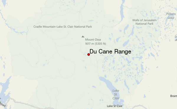 Du Cane Range Location Map