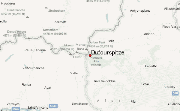 Dufourspitze Location Map