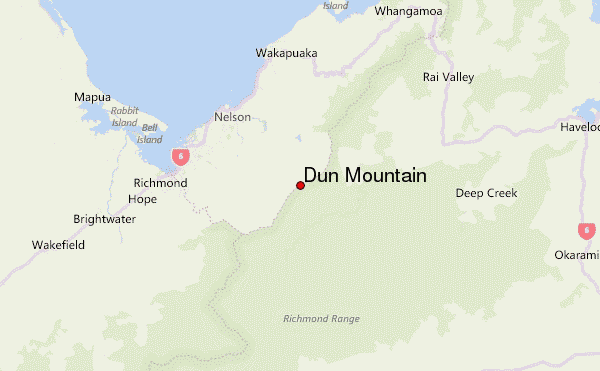 Dun Mountain Location Map