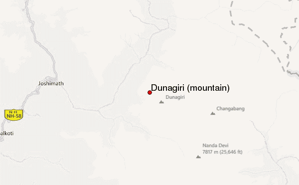 Dunagiri (mountain) Location Map