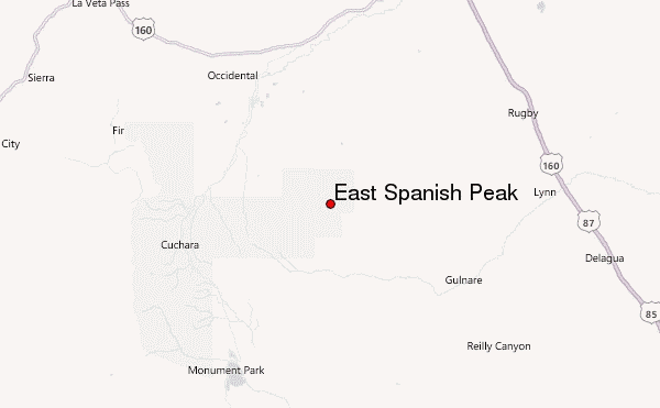 East Spanish Peak Location Map