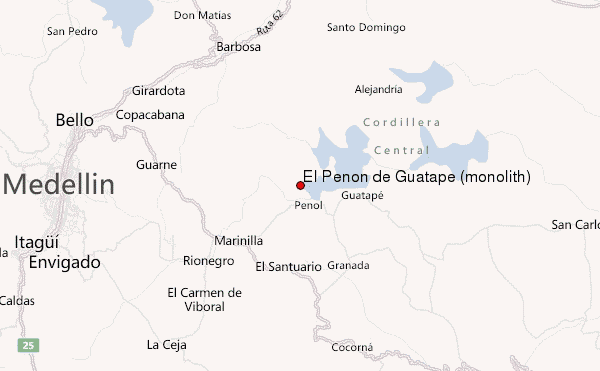 El Peñon de Guatape (monolith) Location Map