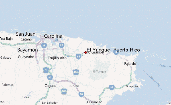 El Yunque, Puerto Rico Location Map