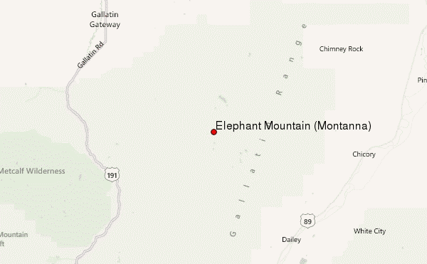 Elephant Mountain (Montanna) Location Map