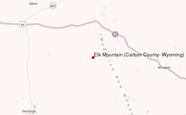 Elk Mountain (Carbon County, Wyoming) Location Map
