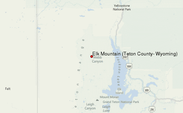 Elk Mountain (Teton County, Wyoming) Location Map