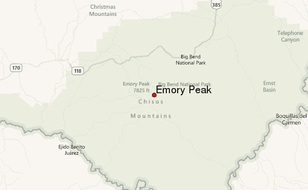 Emory Peak Location Map
