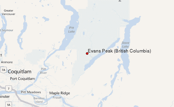 Evans Peak (British Columbia) Location Map