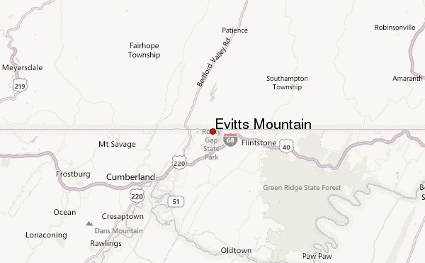 Evitts Mountain Location Map