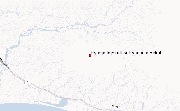 Eyjafjallajökull or Eyjafjallajoekull Location Map
