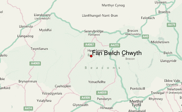 Fan Bwlch Chwyth Location Map