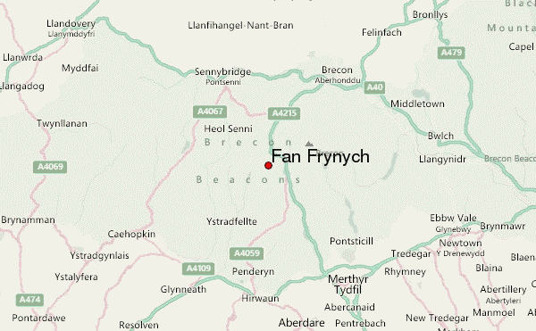 Fan Frynych Location Map