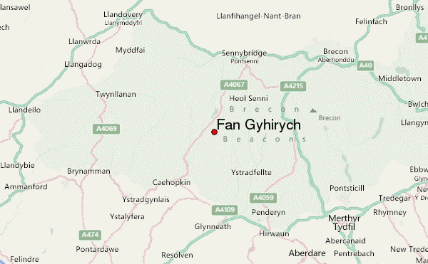 Fan Gyhirych Location Map