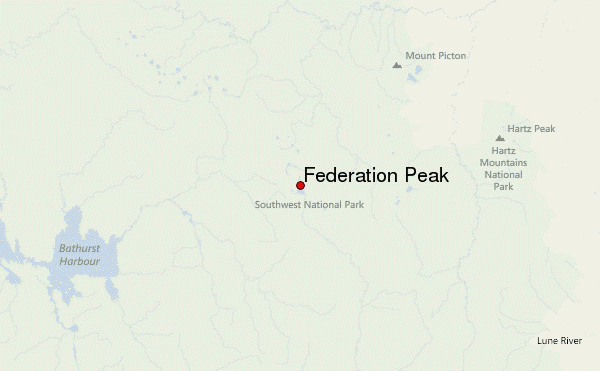 Federation Peak Location Map