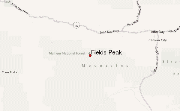 Fields Peak Location Map