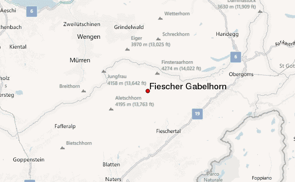 Fiescher Gabelhorn Location Map