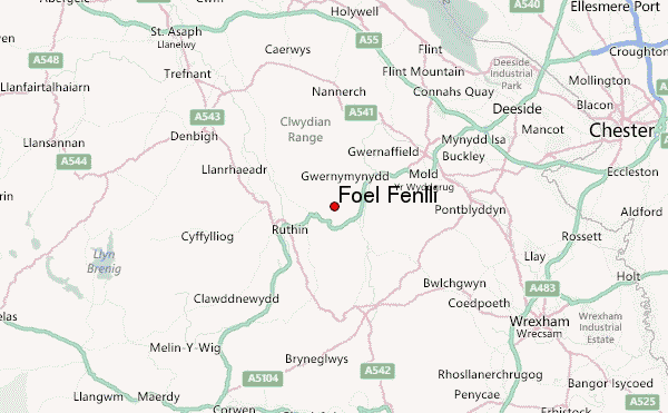 Foel Fenlli Location Map