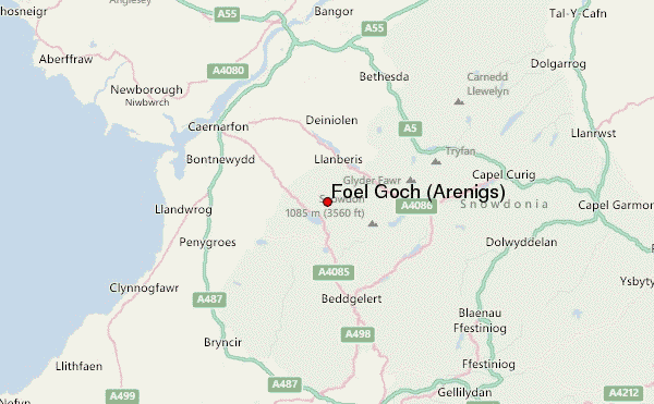 Foel Goch (Arenigs) Location Map