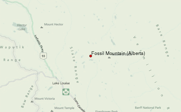 Fossil Mountain (Alberta) Location Map
