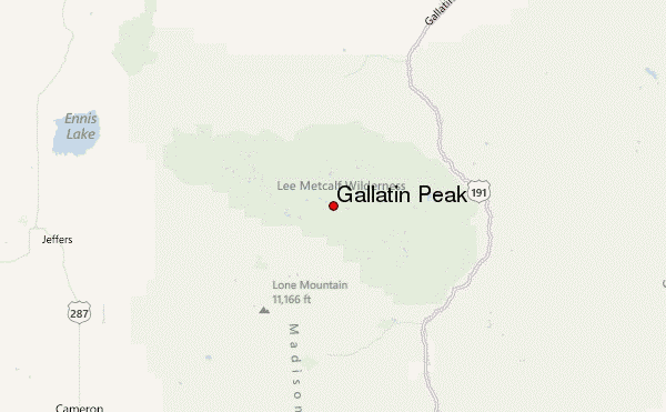 Gallatin Peak Location Map