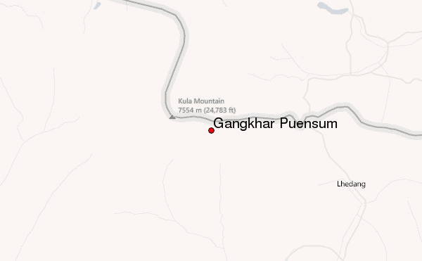 Gangkhar Puensum Location Map