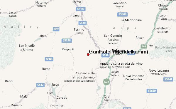 Gantkofel (Mendelkamm) Location Map