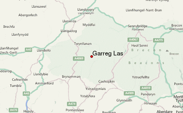 Garreg Las Location Map