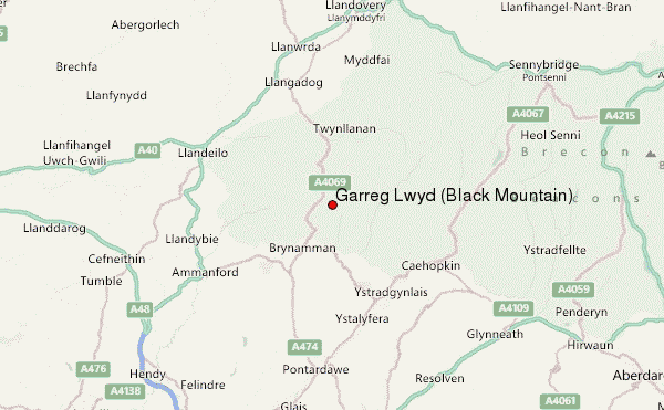 Garreg Lwyd (Black Mountain) Location Map