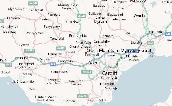 Garth Mountain, Mynydd y Garth Location Map