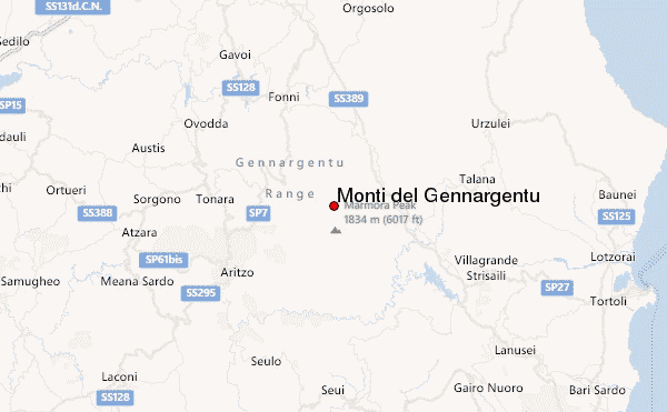 Monti del Gennargentu Location Map