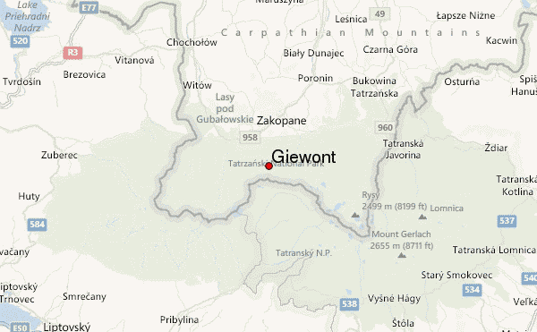Giewont Location Map