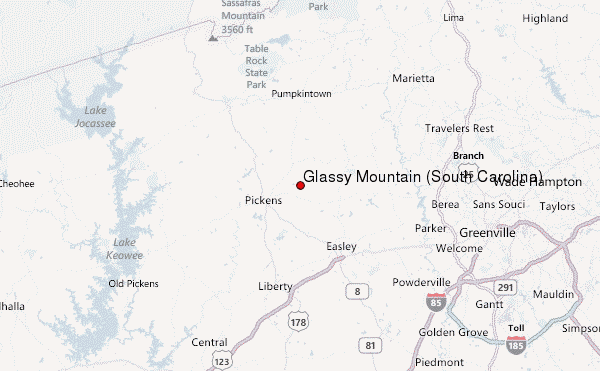 Glassy Mountain (South Carolina) Location Map