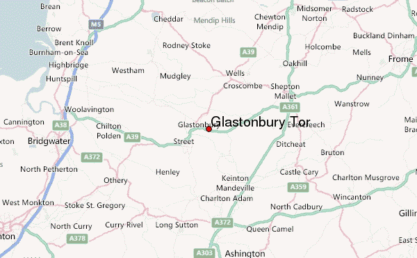 Glastonbury Tor Location Map