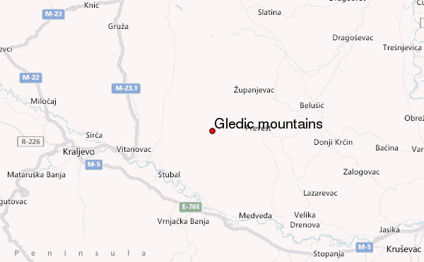 Gledić mountains Location Map