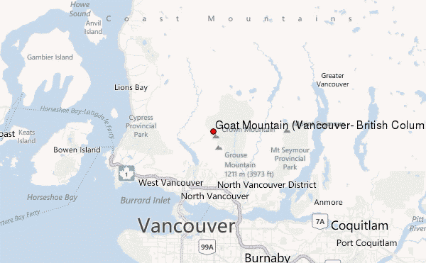 Goat Mountain (Vancouver, British Columbia) Location Map