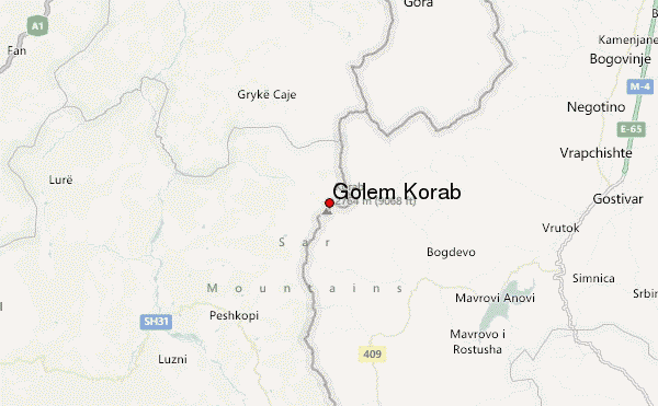 Golem Korab Location Map
