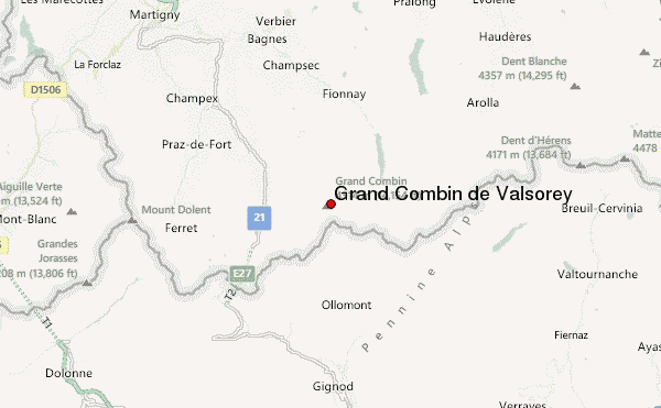Grand Combin de Valsorey Location Map
