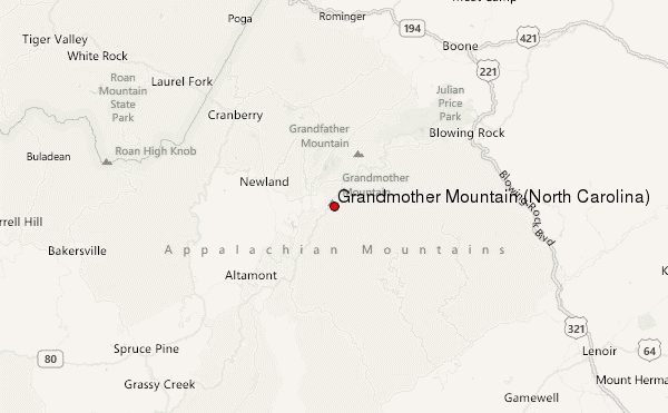 Grandmother Mountain (North Carolina) Location Map